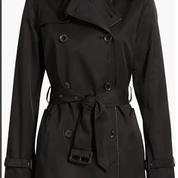 Women's Black Double-Breasted Trench Coat - Picture 6 of 6
